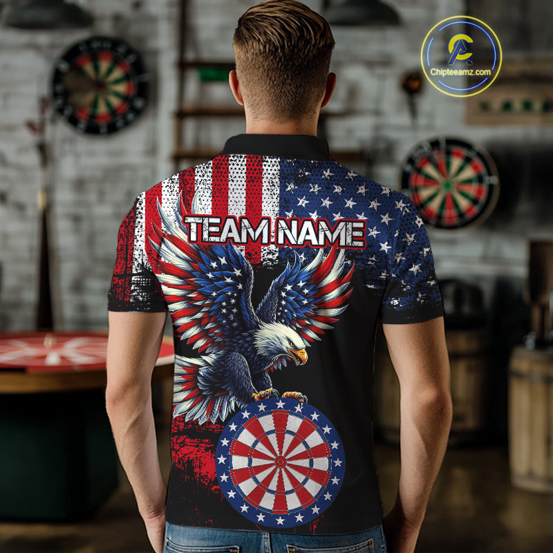 Personalized Patriotic Eagle Dartboard Jersey For Men Custom American Flag Darts Team Shirt TDM4755