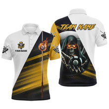 Load image into Gallery viewer, Personalized Grim Reaper 8 Ball Pool Billiard Shirts For Men,  Billiard Jerseys |Yellow TDM2994