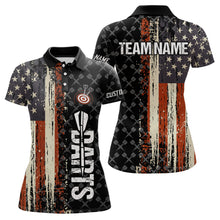 Load image into Gallery viewer, Vintage American Flag Darts Shirt For Women Custom Darts Jersey Pocket Option TDM3516