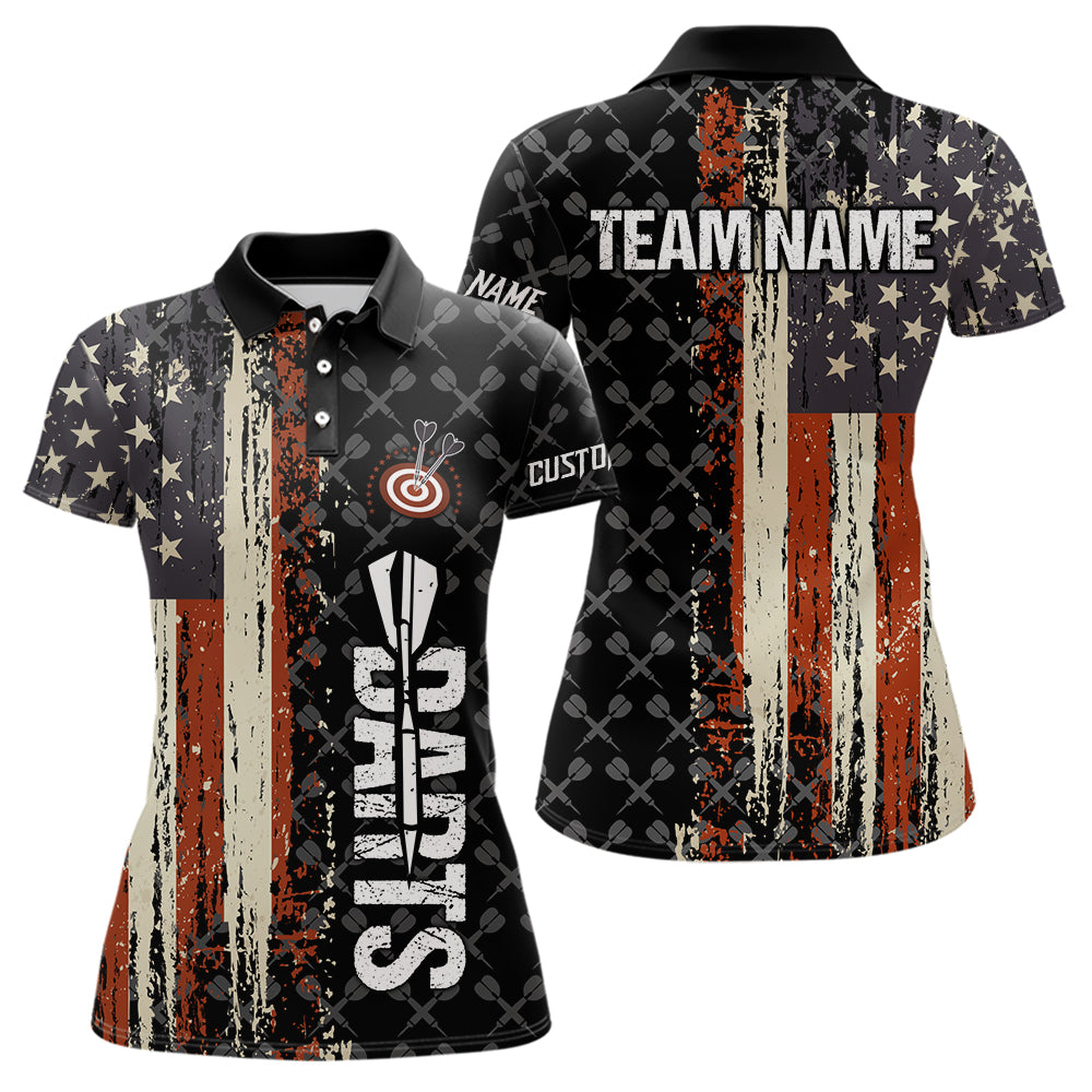 Vintage American Flag Darts Shirt For Women Custom Darts Jersey Pocket Option TDM3516