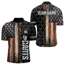 Load image into Gallery viewer, Vintage American Flag Darts Shirt For Men Custom Darts Jersey Pocket Option TDM3516