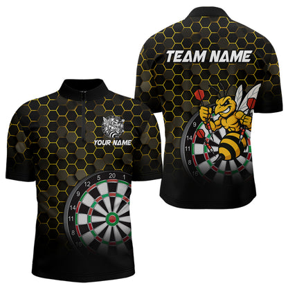 Funny Bee Hexagon Dart Shirts For Men – Custom Darts Team Polo & Quarter Zip Jerseys TDM4003