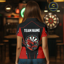 Load image into Gallery viewer, Custom Women's Darts Polo Shirts Red &amp; Black Eagle Dartboard For Darts Jersey NYN0769