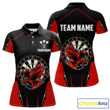Load image into Gallery viewer, Custom Women's Darts Polo Shirts Red &amp; Black Eagle Dartboard For Darts Jersey NYN0769