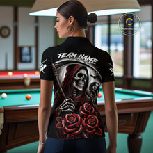 Load image into Gallery viewer, Grim Reaper 8 Ball Pool Roses Billiard Shirt For Women Custom Funny Pool Team Shirt Design |Red TDM4235
