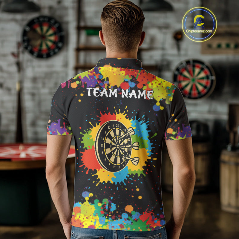 Funny Colorful Darts Shirt With Pocket Option For Men Custom Darts Jersey TDM4620