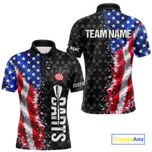 Load image into Gallery viewer, Grunge American Flag Darts Shirt For Men Custom Darts Jersey Pocket Option TDM5890