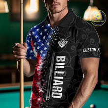 Load image into Gallery viewer, Grunge American Flag 8 Ball Pool Billiard Shirt For Men Custom Billiard Team Jersey Polo &amp; 1/4 Zip TDM5891