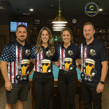 Load image into Gallery viewer, Funny Beer 8 Ball &amp; 9 Ball American Flag Billiard Shirt For Women Custom Patriotic Pool Team Jersey TDM5427