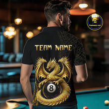 Load image into Gallery viewer, Black And Golden Custom Dragon Billiard Shirt For Men, 8 Ball Pool Team Jersey Polo &amp; 1/4 Zip TDM6058