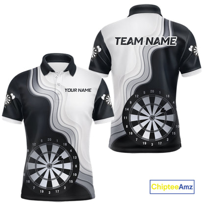Black And White Darts Shirts With Pocket Option For Men Custom Darts Jersey TDM6487