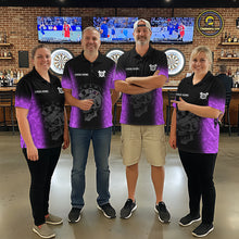 Load image into Gallery viewer, Black And Purple Custom Skull Darts Shirt For Women, Darts Jersey Pocket Option TDM5440