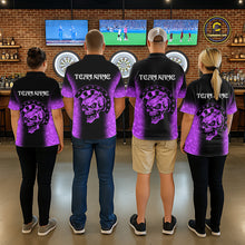 Load image into Gallery viewer, Black And Purple Custom Skull Darts Shirt For Women, Darts Jersey Pocket Option TDM5440