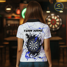 Load image into Gallery viewer, White Grunge Wolf Dart Shirt &amp; Pocket Option Custom Women&#39;s Dart Jersey |Blue TDM5441