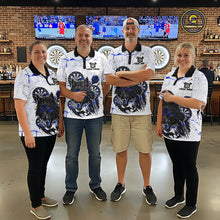 Load image into Gallery viewer, White Grunge Wolf Dart Shirt &amp; Pocket Option Custom Women&#39;s Dart Jersey |Blue TDM5441