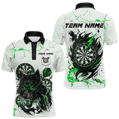 White Grunge Wolf Dart Shirt & Pocket Option Custom Men's Dart Jersey|Green TDM5442