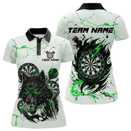 White Grunge Wolf Dart Shirt & Pocket Option Custom Women' Dart Jersey|Green TDM5442