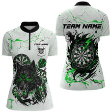 Load image into Gallery viewer, White Grunge Wolf Dart Shirt &amp; Pocket Option Custom Women&#39; Dart Jersey|Green TDM5442