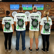 Load image into Gallery viewer, White Grunge Wolf Dart Shirt &amp; Pocket Option Custom Women&#39; Dart Jersey|Green TDM5442