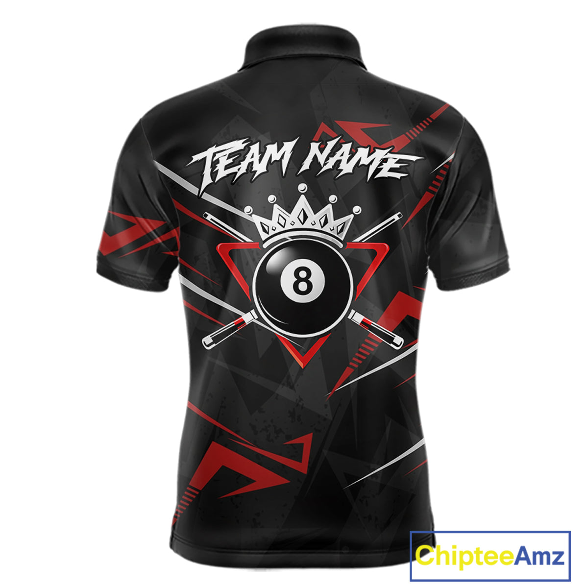 Black And Red 8 Ball Crown Billiard Shirt For Men Custom Pool Team Jersey Polo & 1/4 Zip TDM5921