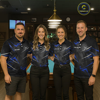 Black And Blue 8 Ball Crown Billiard Shirt For Women Custom Pool Team Jersey Polo & 1/4 Zip TDM5922