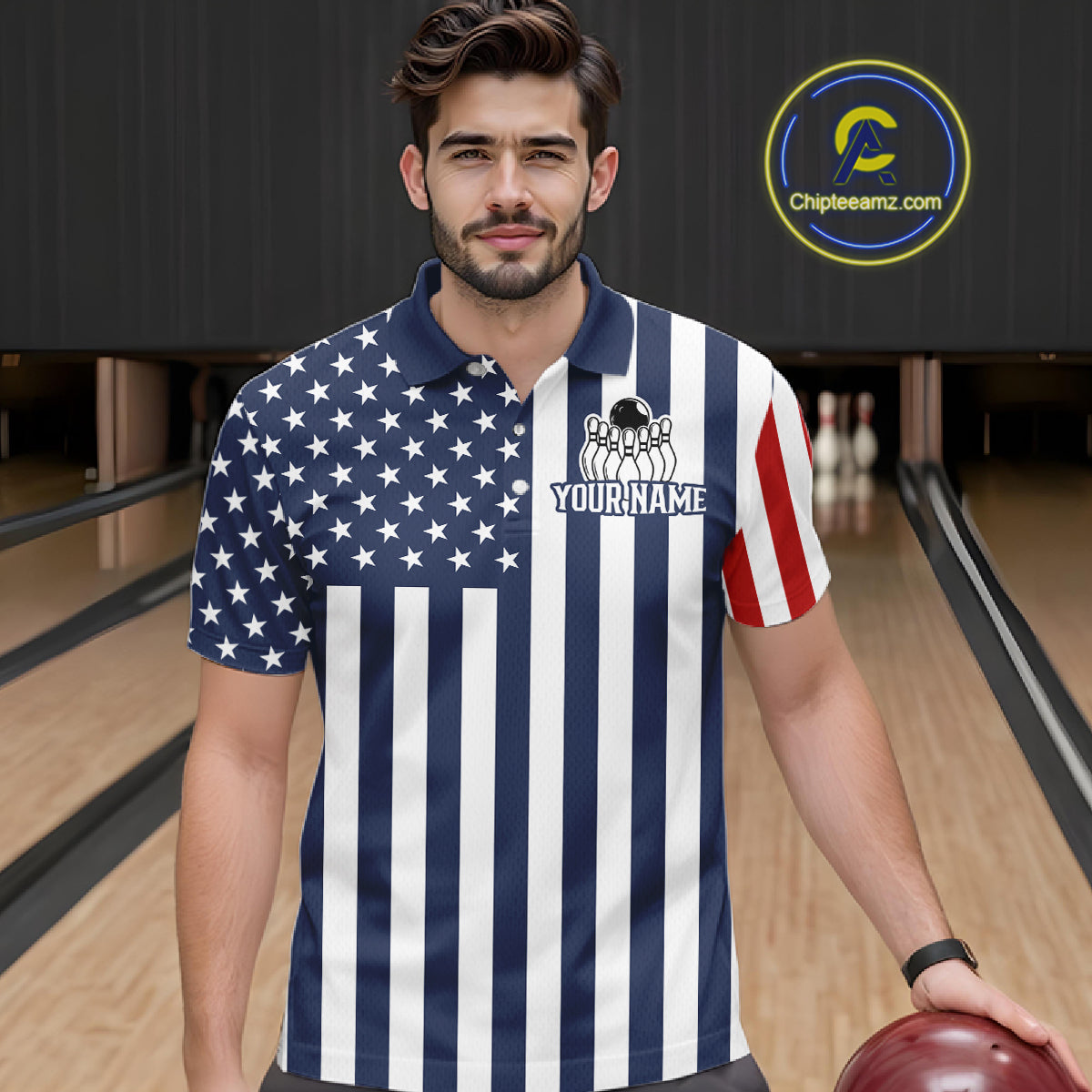 Custom Bowling Balls American Flag Bowling Shirt For Men, Patriotic Bowling Jersey Polo & 1/4 Zip TDM6517