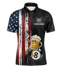 Load image into Gallery viewer, Funny Beer American Flag 8 Ball Billiard Shirt For Men Custom Pool Team Jersey Polo &amp; 1/4 Zip TDM5947