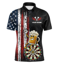 Load image into Gallery viewer, Funny Beer American Flag Darts Shirt For Men Custom Patriotic Darts Jersey Team Polo &amp; 1/4 Zip TDM5949