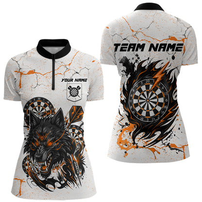White Grunge Wolf Dart Shirt & Pocket Option Custom Women's Dart Jersey|Orange TDM5511
