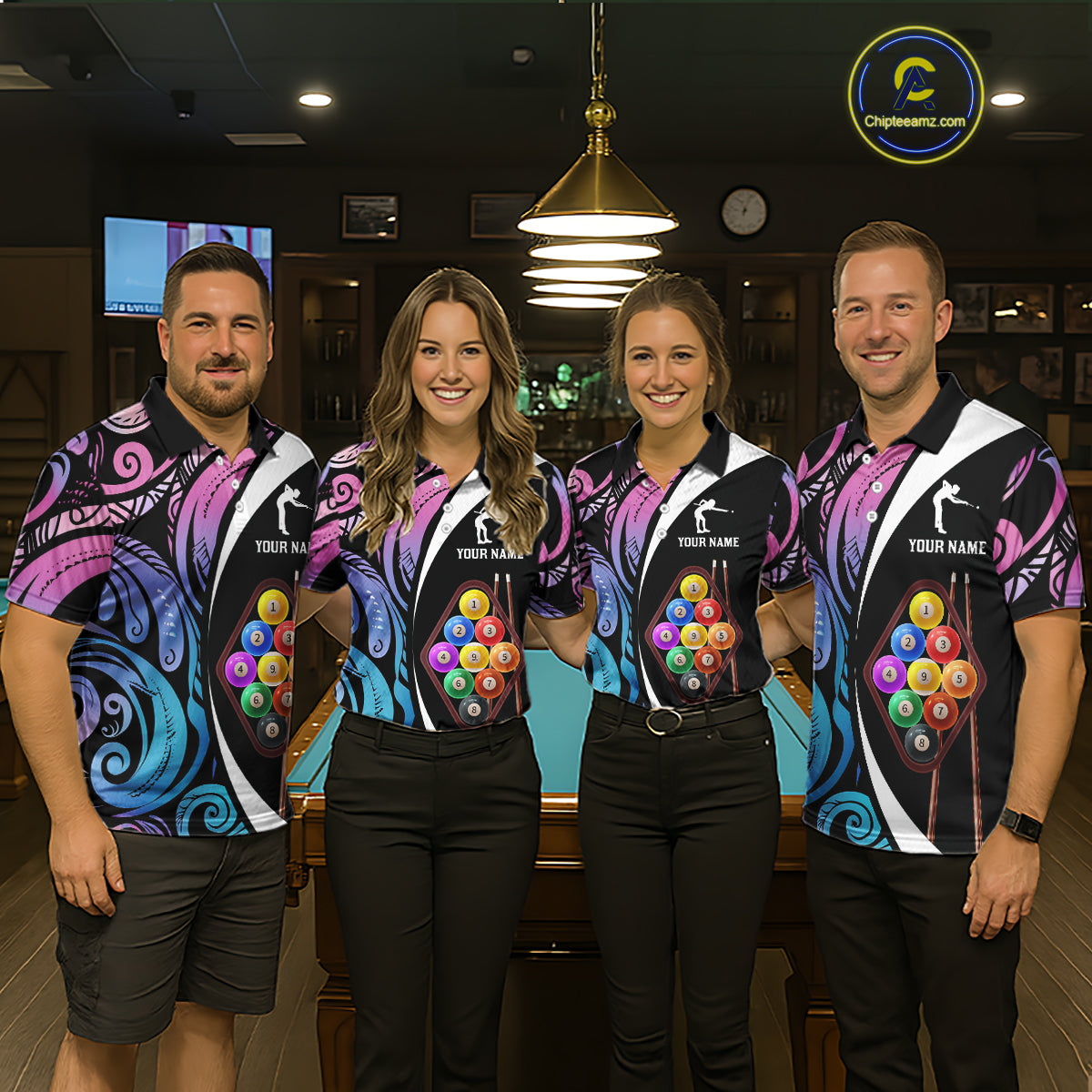 Personalized Tribal 9 Ball Billiard Shirt For Women Custom 9 Ball Pool Team Jersey Polo & 1/4 Zip TDM6128