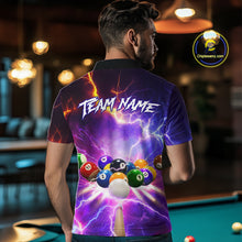 Load image into Gallery viewer, Custom Thunder Lightning Purple Pool Team Shirt For Men, Billiard Jersey Polo &amp; Quarter Zip TDM6133