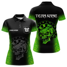 Load image into Gallery viewer, Black And Green Skull Darts Shirt For Women Custom Darts Jersey Pocket Option TDM5273