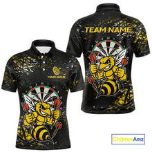 Load image into Gallery viewer, Yellow Grunge Funny Bee Darts Shirt For Men Custom Darts Jersey Team Polo &amp; 1/4 Zip, Darts Gifts TDM6374