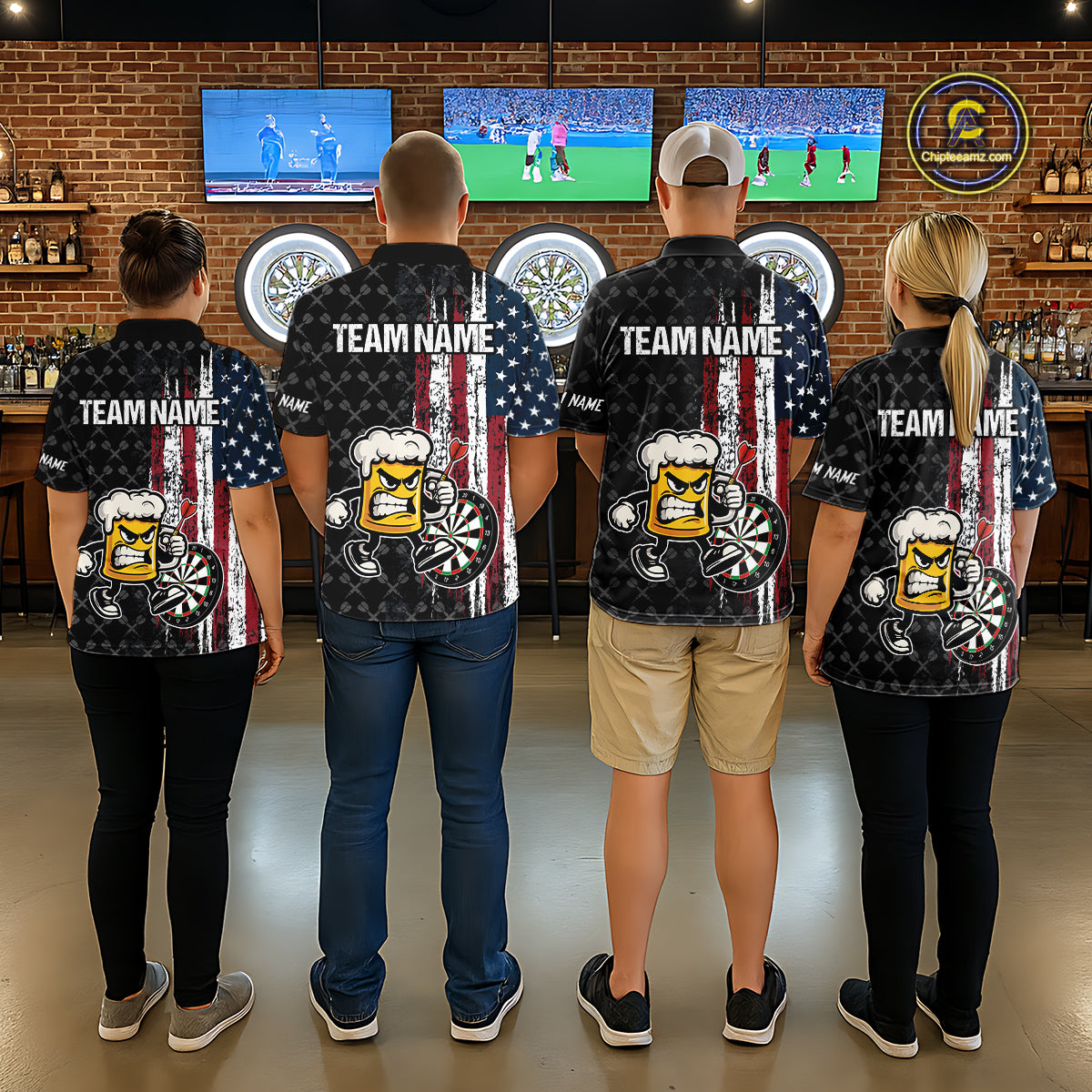 Funny Angry Beer Grunge American Flag Darts Shirt For Women Custom Patriotic Darts Team Jersey TDM5563