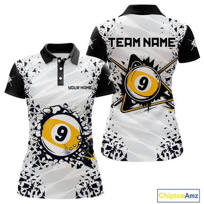 Funny Crack 9 Ball Billiard Polo & 1/4 Zip For Women Custom 9 Ball Pool Team Shirt, Billiard Jersey TDM4897