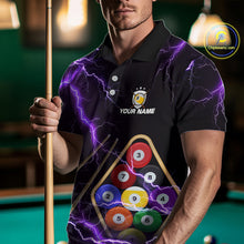 Load image into Gallery viewer, Purple 9 Ball Thunder Lightning Billiard Shirts For Men Custom Pool Team Jersey Polo &amp; 1/4 Zip TDM5979
