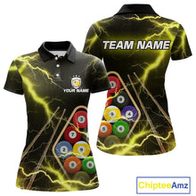 Load image into Gallery viewer, Yellow 9 Ball Thunder Lightning Billiard Shirts For Women Custom Pool Team Jersey Polo &amp; 1/4 Zip TDM5980