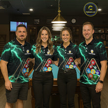 Load image into Gallery viewer, Turquoise 9 Ball Thunder Lightning Billiard Shirts For Women Custom Pool Team Jersey Polo &amp; 1/4 Zip TDM5981