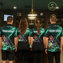 Load image into Gallery viewer, Turquoise 9 Ball Thunder Lightning Billiard Shirts For Women Custom Pool Team Jersey Polo &amp; 1/4 Zip TDM5981
