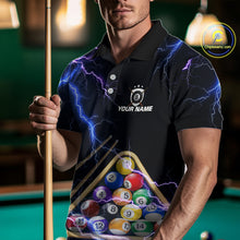 Load image into Gallery viewer, Blue Purple 8 Ball Thunder Lightning Billiard Shirt For Men Custom Pool Team Jersey Polo, 1/4 Zip TDM5982