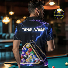 Load image into Gallery viewer, Blue Purple 8 Ball Thunder Lightning Billiard Shirt For Men Custom Pool Team Jersey Polo, 1/4 Zip TDM5982