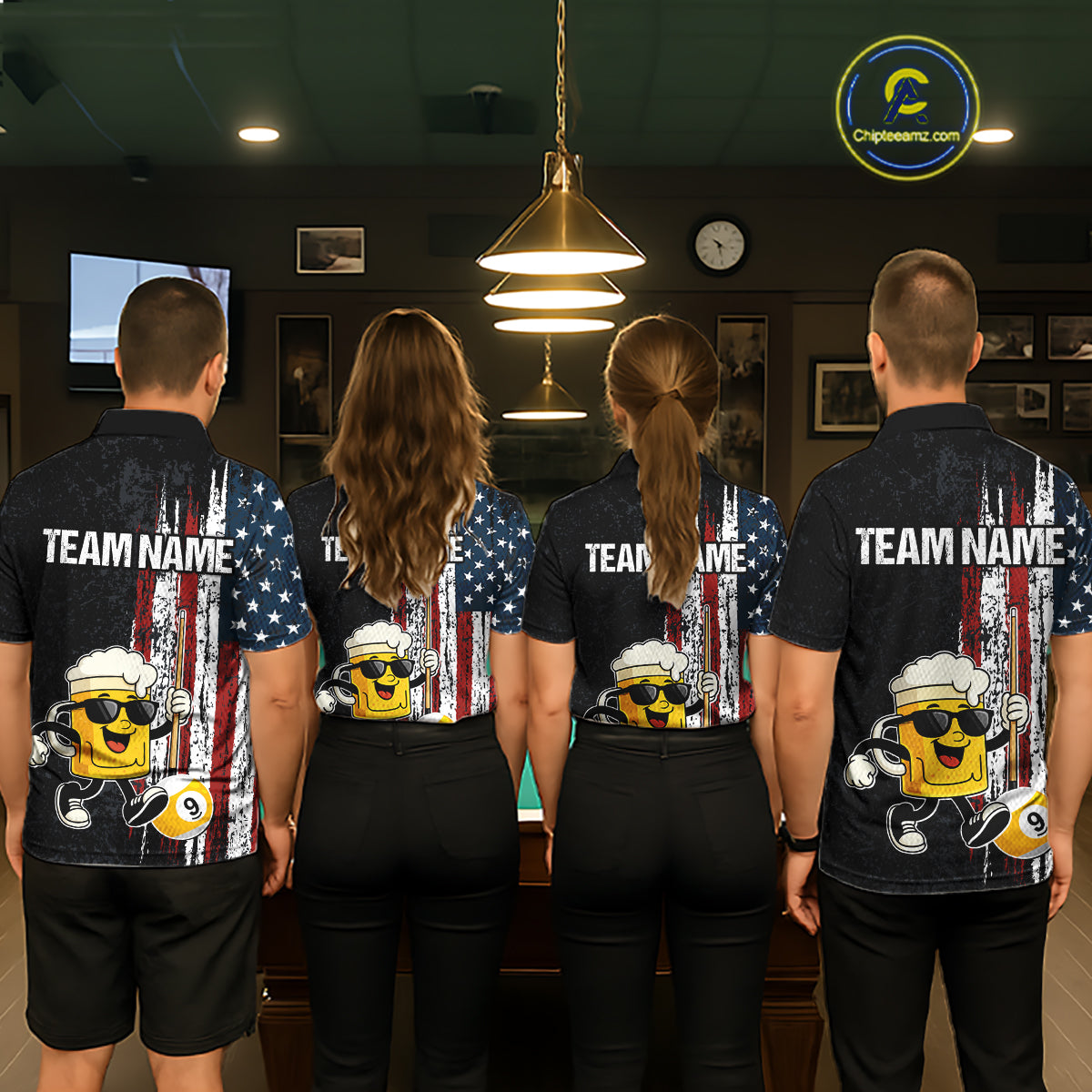American Flag 8 Ball & 9 Ball Pool Funny Beer Billiard Shirt For Men Custom Billiard Team Jersey TDM5637