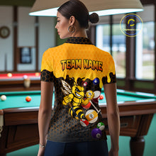 Load image into Gallery viewer, Custom Yellow Black Funny Bee 9 Ball Billiard Shirt For Women, Pool Team Jersey Polo &amp; 1/4 Zip TDM6005