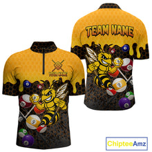 Load image into Gallery viewer, Custom Yellow Black Funny Bee 9 Ball Billiard Shirt For Men, Pool Team Jersey Polo &amp; 1/4 Zip TDM6005