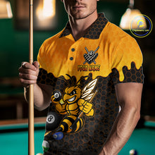 Load image into Gallery viewer, Custom Yellow Black Funny Bee 8 Ball Billiard Shirt For Men, Pool Team Jersey Polo &amp; 1/4 Zip TDM6006