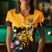 Load image into Gallery viewer, Custom Yellow Black Funny Bee 8 Ball Billiard Shirt For Women, Pool Team Jersey Polo &amp; 1/4 Zip TDM6006