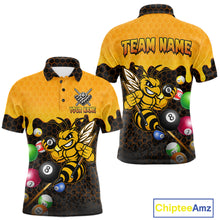 Load image into Gallery viewer, Custom Yellow Black Funny Bee 8 Ball Billiard Shirt For Men, Pool Team Jersey Polo &amp; 1/4 Zip TDM6006