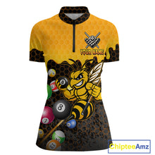 Load image into Gallery viewer, Custom Yellow Black Funny Bee 8 Ball Billiard Shirt For Women, Pool Team Jersey Polo &amp; 1/4 Zip TDM6006