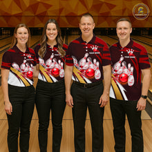 Load image into Gallery viewer, Personalized Red Strike Ball Bowling Shirt For Men Custom Team Bowling Jersey Polo &amp; 1/4 Zip TDM6244