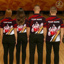 Load image into Gallery viewer, Personalized Red Strike Ball Bowling Shirt For Men Custom Team Bowling Jersey Polo &amp; 1/4 Zip TDM6244